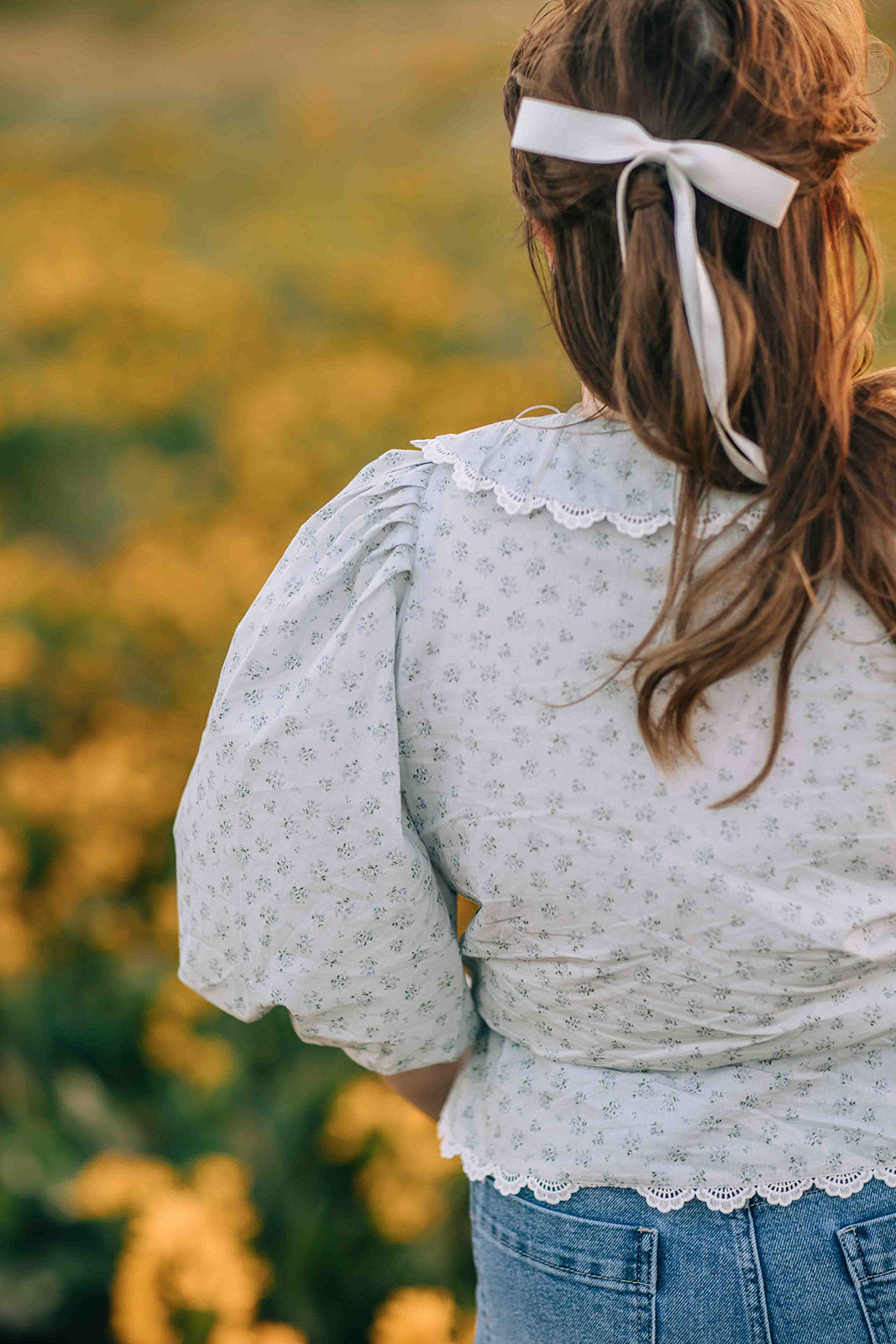 Heidi top -  dusty blue floral
